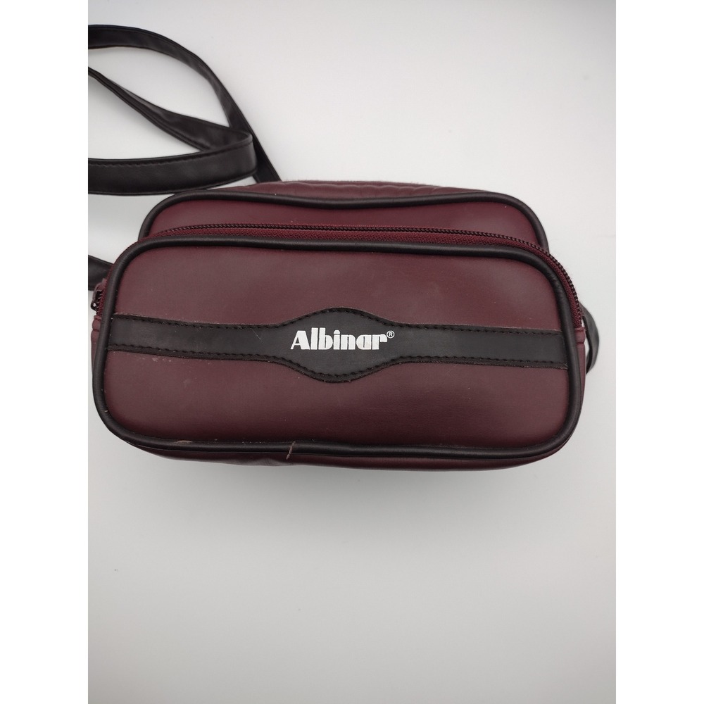 Albinar Burgundy Faux Leather Camera Bag Crossbody Utility Travel Case‎ Small